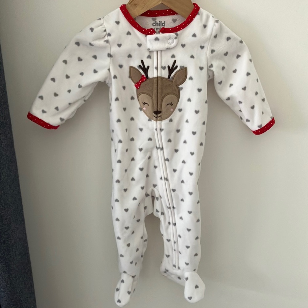 's White and Red Reindeer One Piece